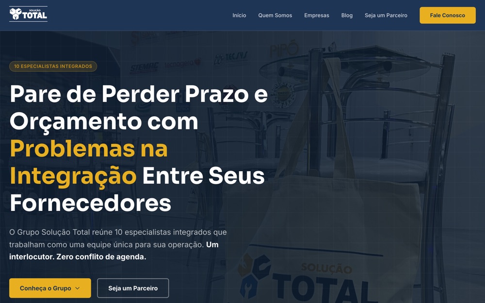 Site Grupo Solução Total, construído pela Reino