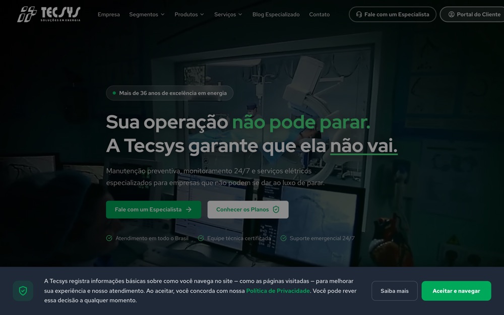 Site Tecsys, construído pela Reino